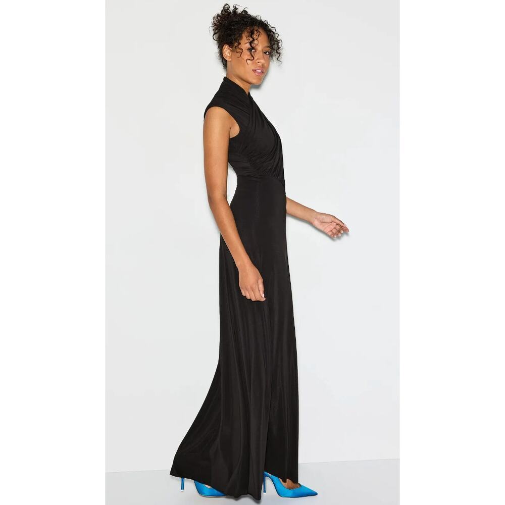 Alberta Ferretti Jersey High Neck Gown in Black - Picture 4 of 13